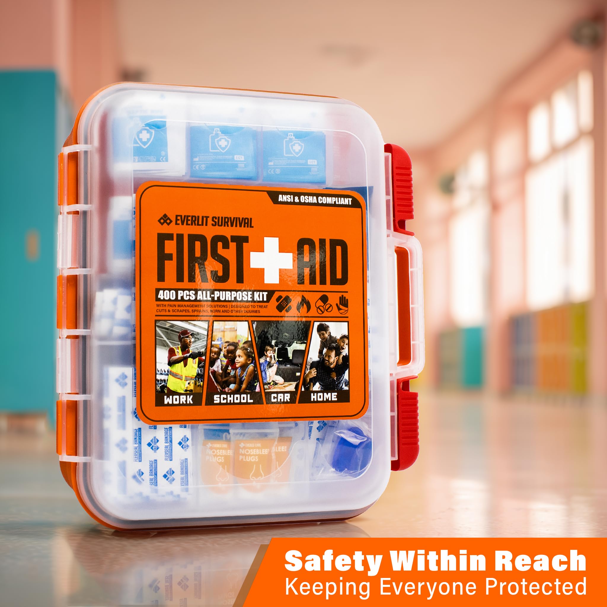 EVERLIT 400 Pcs OSHA Compliant First Aid Kit (Orange) — Amazon image 7