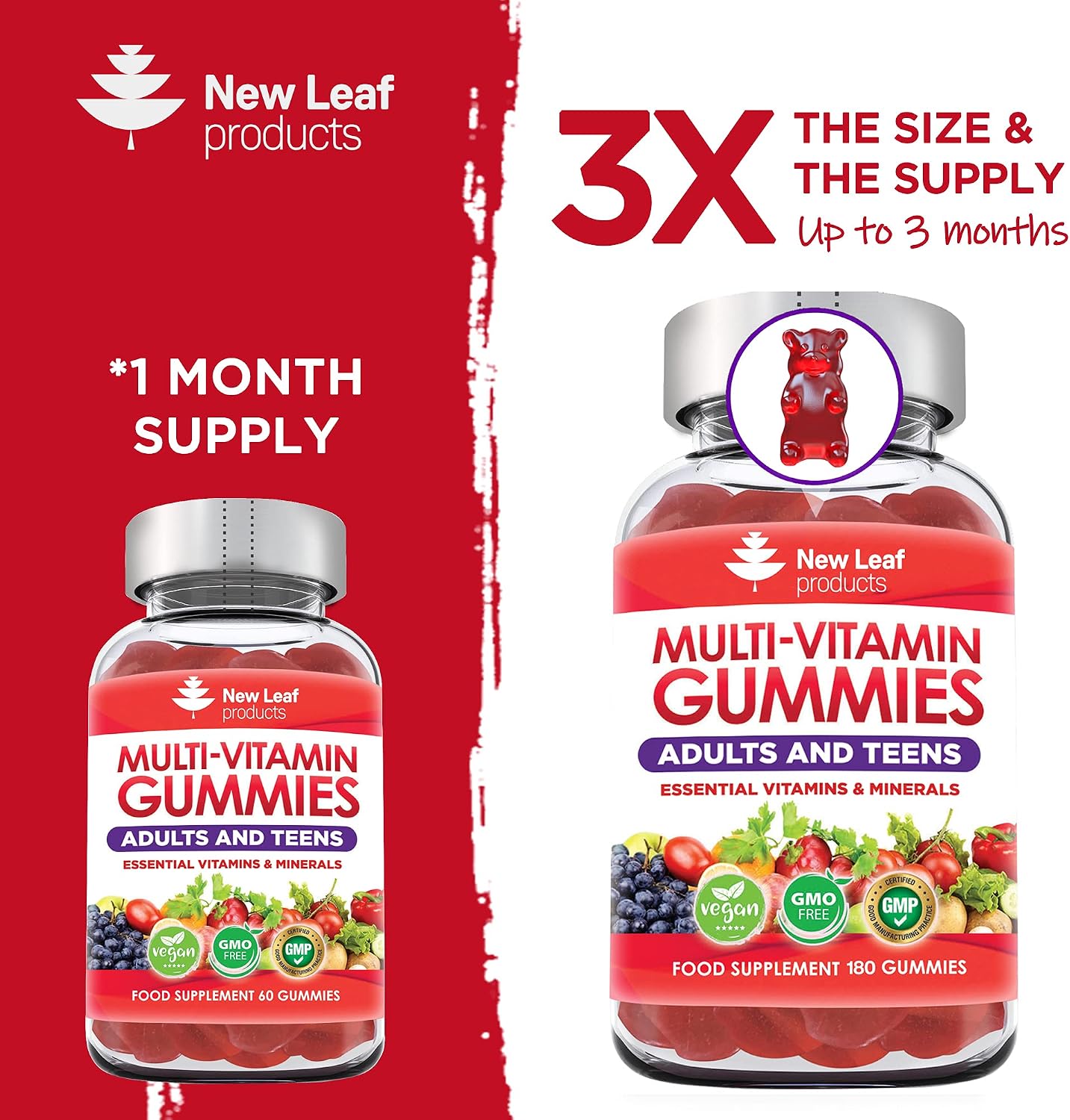Chewable Vegan Multivitamin 180 Gummies, Non Sugar Coated, Gluten Free, Non-GMO Multivitamins for Men and Woman - Image 3