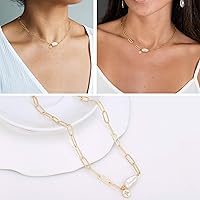 Vista 5 de Gargantilla de oro de 18 quilates, joyería delicada para mujeres de 16 pulgadas, con dije, cadena de eslabones