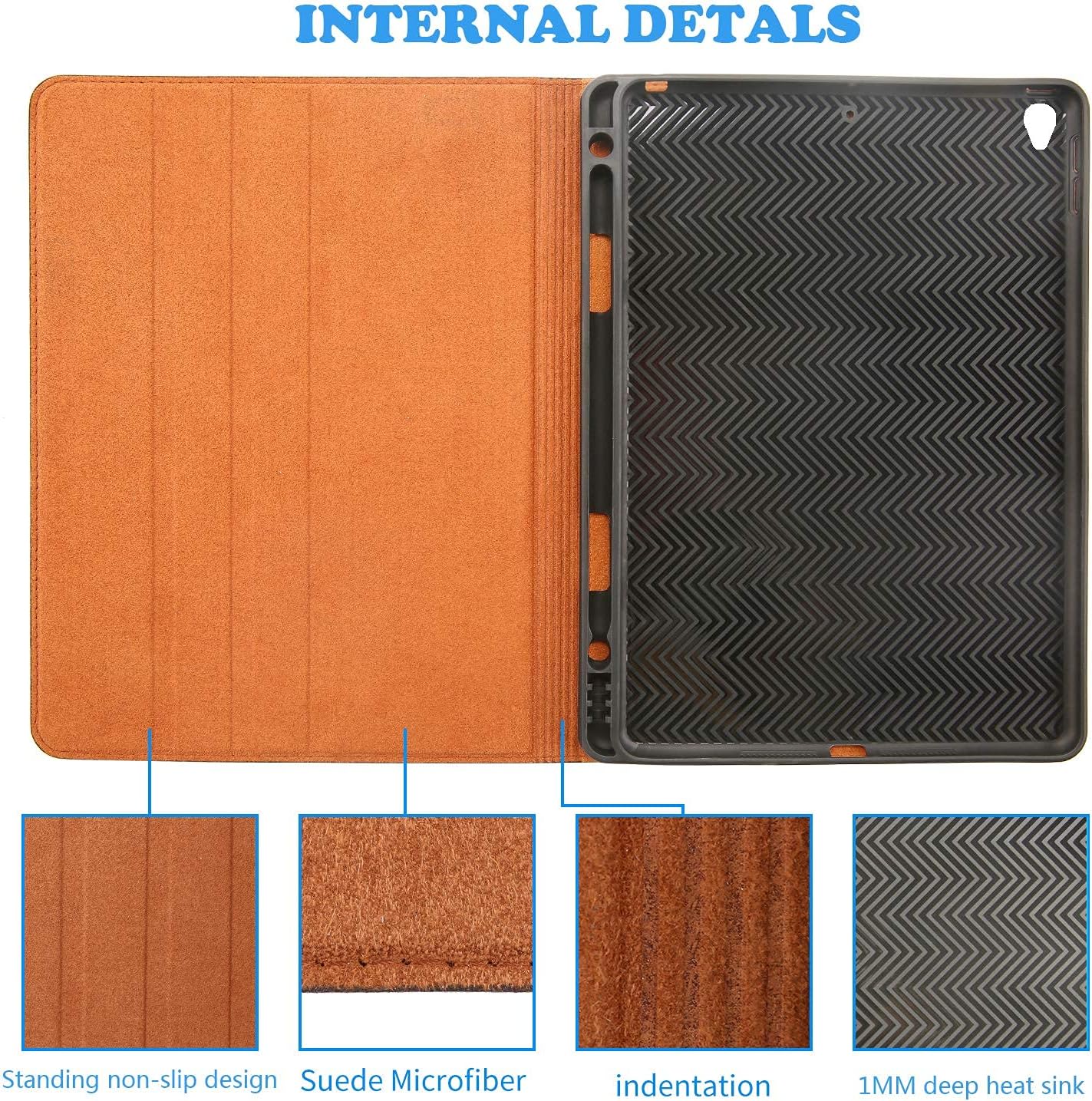 Fеаturеd Prоduсt Gexmil iPad air 10.5 Inch 2019 Case, with Built-in Apple Pencil Holder ,applies Cowhide Folio Cover for iPad pro 10.5 Genuine Leather case (Pattern-Brown+Pencil Holder)