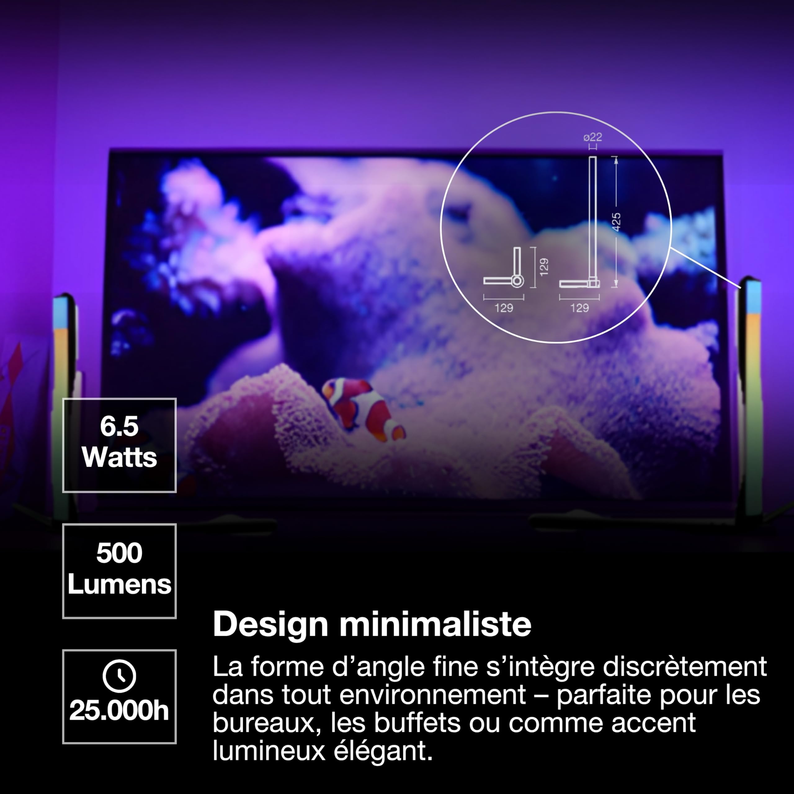 Osram SMART Lampe à poser intelligente et moderne pour éclairage indirect avec technologie WiFi, Magic RGB, gradable, noir, aluminium, ampoule non interchangeable