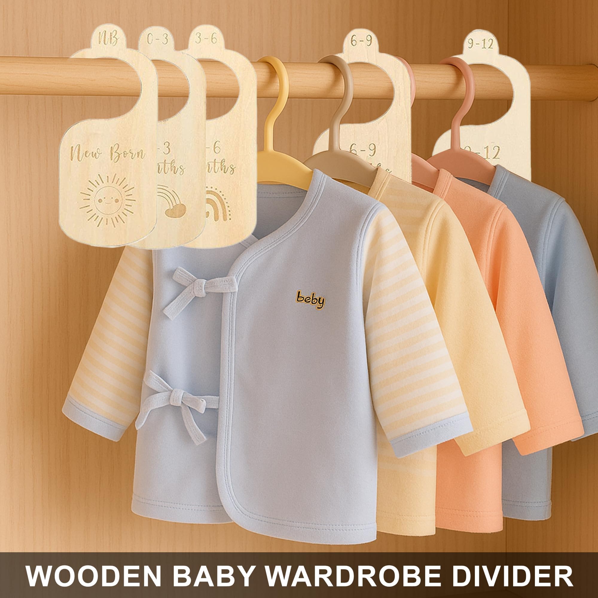 7PCS Wooden Baby Wardrobe Dividers, Cartoon Baby Wardrobe Dividers, Wood Safe Wardrobe Separators - Image 4