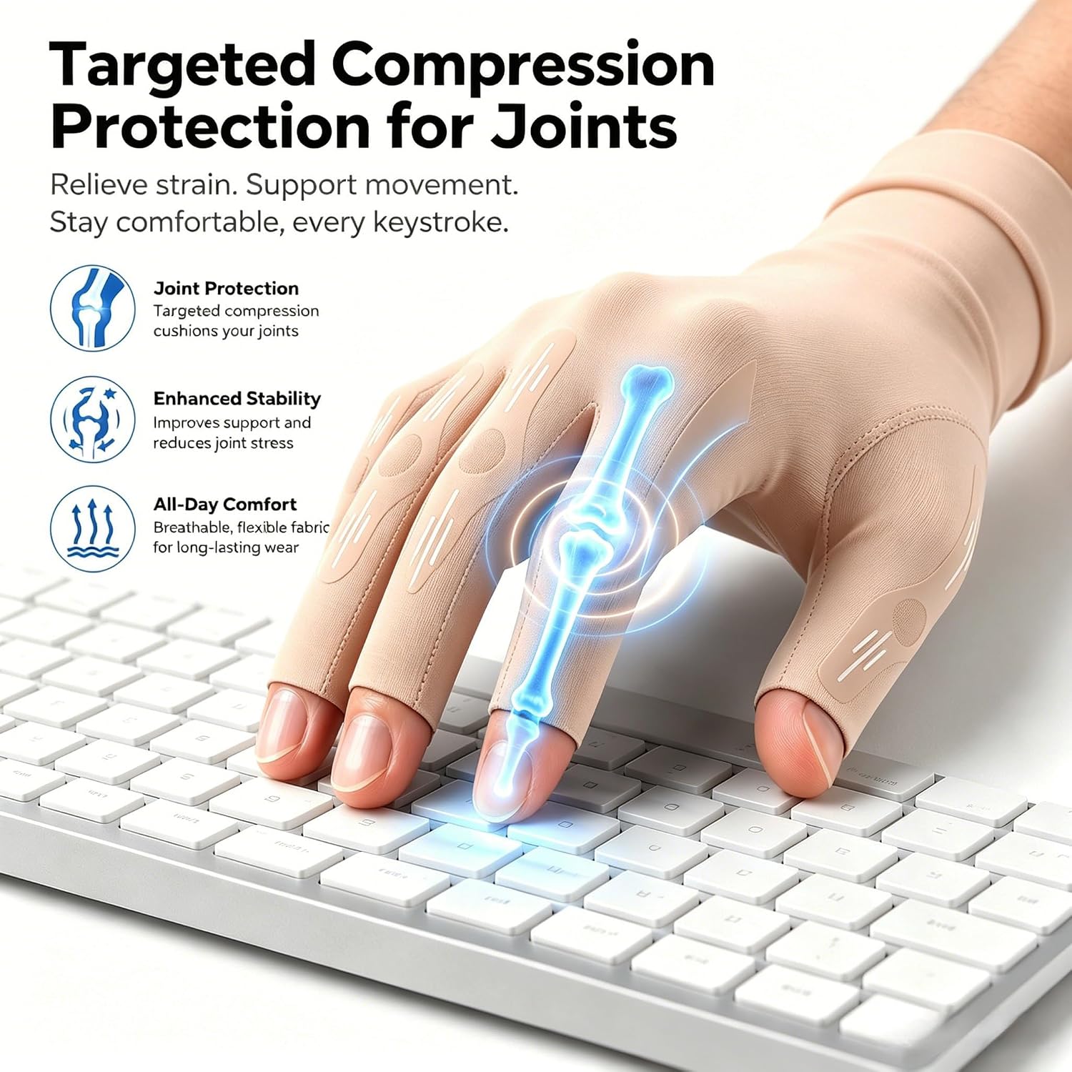 Compression Arthritis Gloves Women Men for Pain, Fingerless Hand Support
