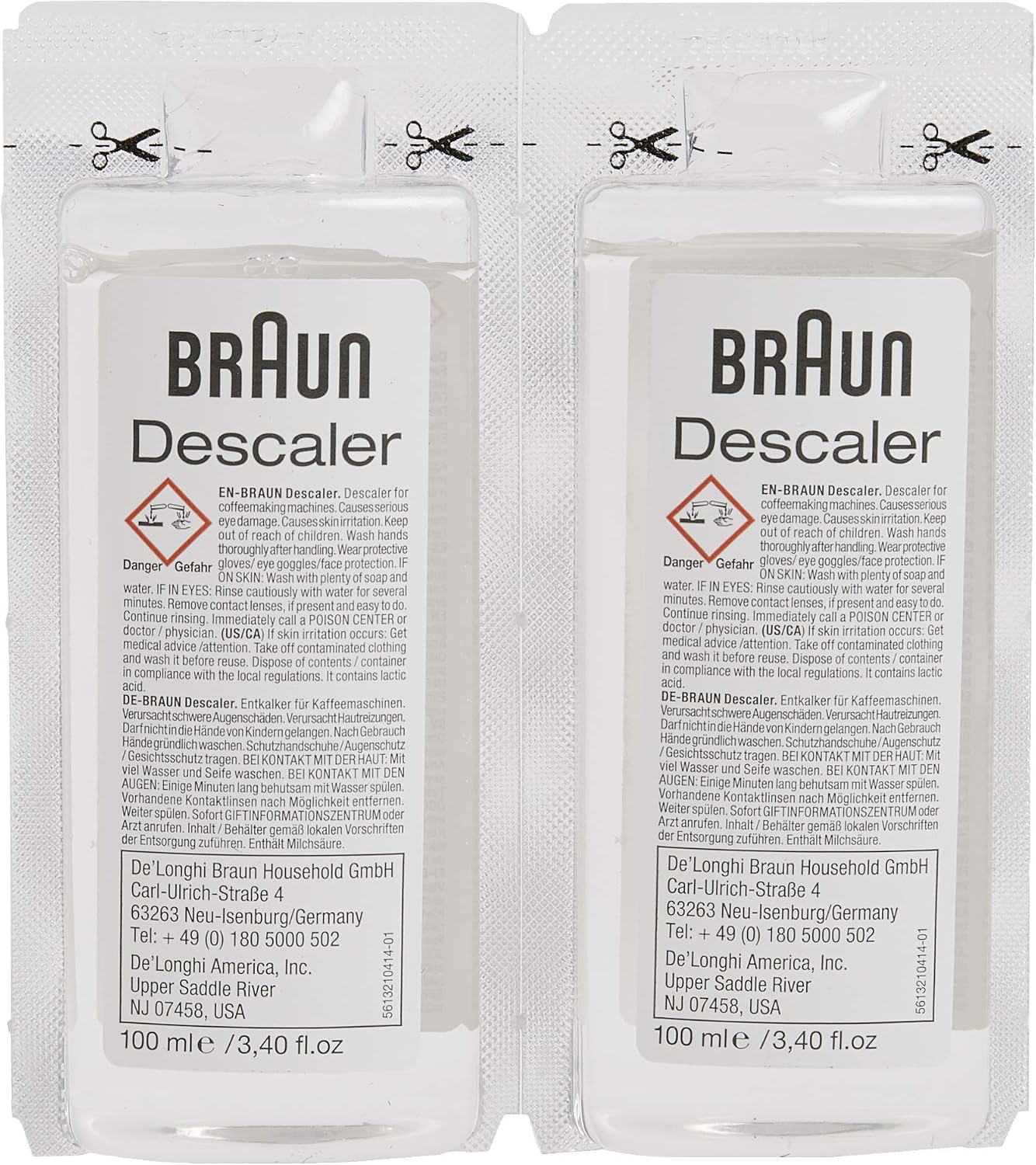 Braun Descaler, Universal Coffee & Espresso Machine Descaling Solution, 2-Pack (1 use per pack) Braun Descaler, Universal Coffee & Espresso Machine Descaling Solution, 2-Pack (1 use per pack)