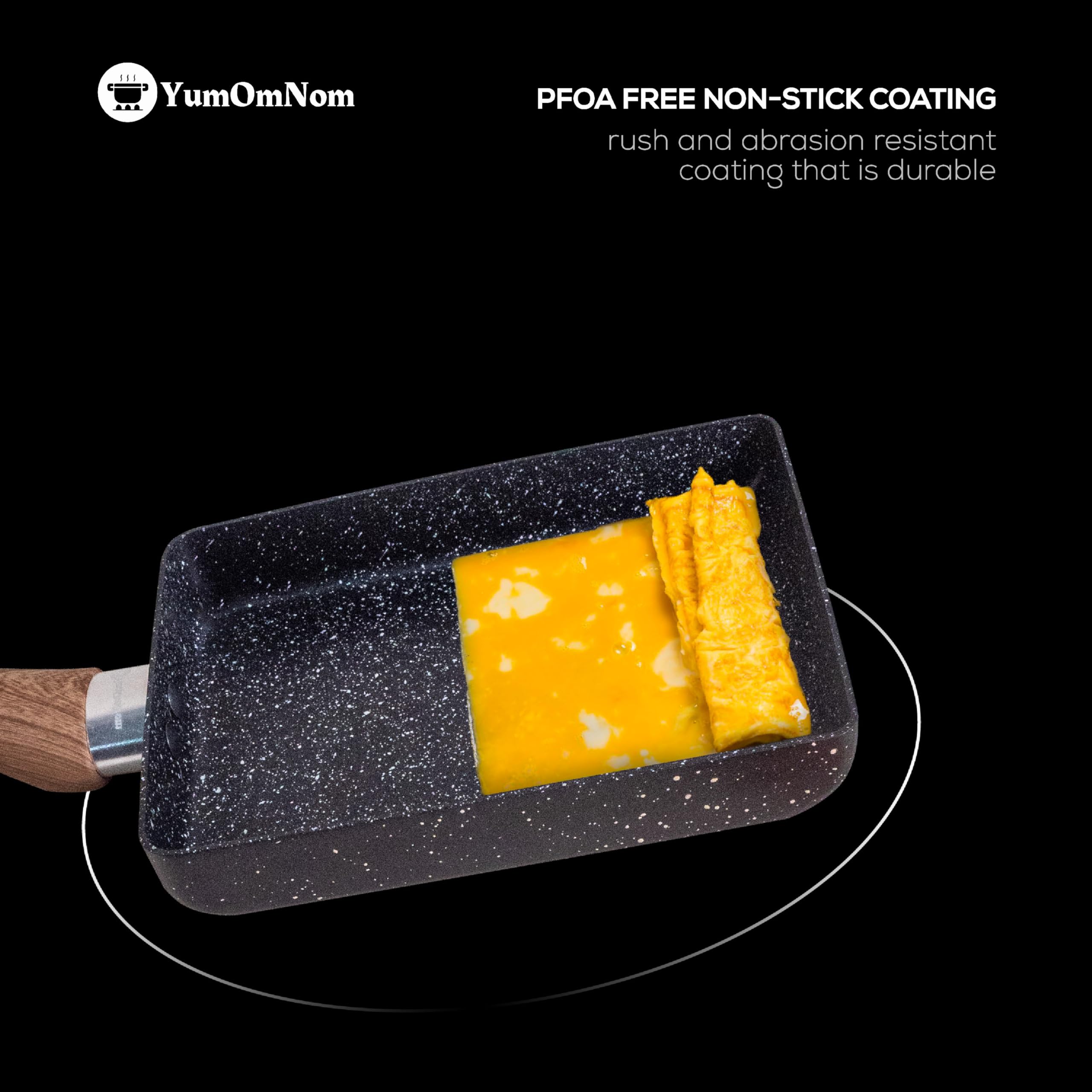 Tamagoyaki patelnia z pokrywką, japońska patelnia do jajek, prostokątna, nieprzywierająca (ze szklaną pokrywką)