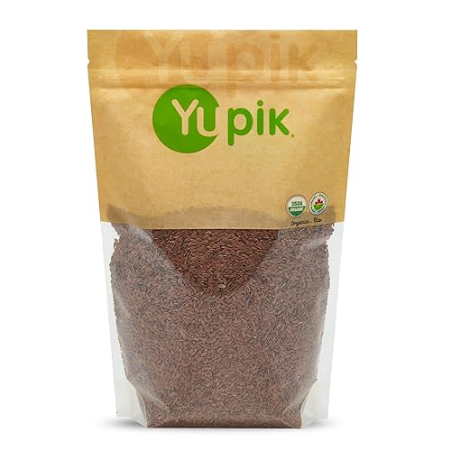 Yupik Semillas de lino marrón orgánico, 2.2 libras (35.2 onzas), sin gluten, sin OMG, kosher, veganas, semillas crudas, ricas en omega-3, excelente