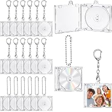 20 Pcs Mini Cd Keychain Album Cases, Two Styles 2.03 1.76 in Plastic Clear DVD Cover, Blank Music Compact Disc Holder Pendant for DIY Backpack Hanging Decor Gifts and Music Lovers