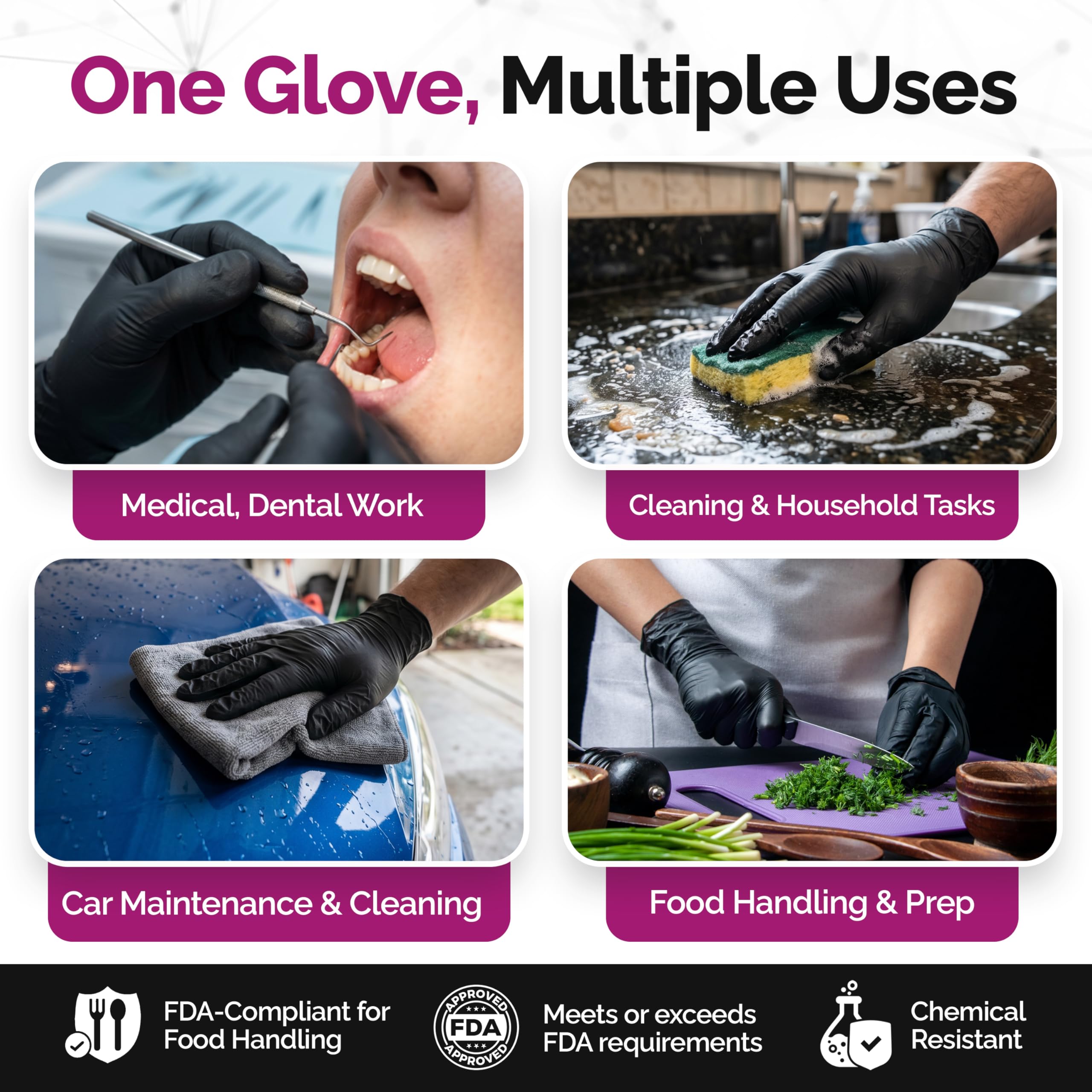 GripProtect Guantes de investigación de nitrilo negro de precisión 5 | guantes desechables sin polvo | médico, aplicación de la ley, tatuaje, agricultura, hidro, quimioterapia clasificada, resistente