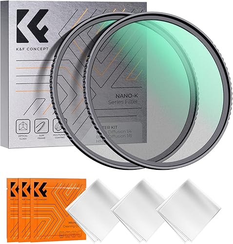 Miniatura 1 de K&F Concept Kit de filtros de difusión negra de 3.228 in de 14 y 18 con efecto cinematográfico de niebla con revestimiento multicapa para lente de