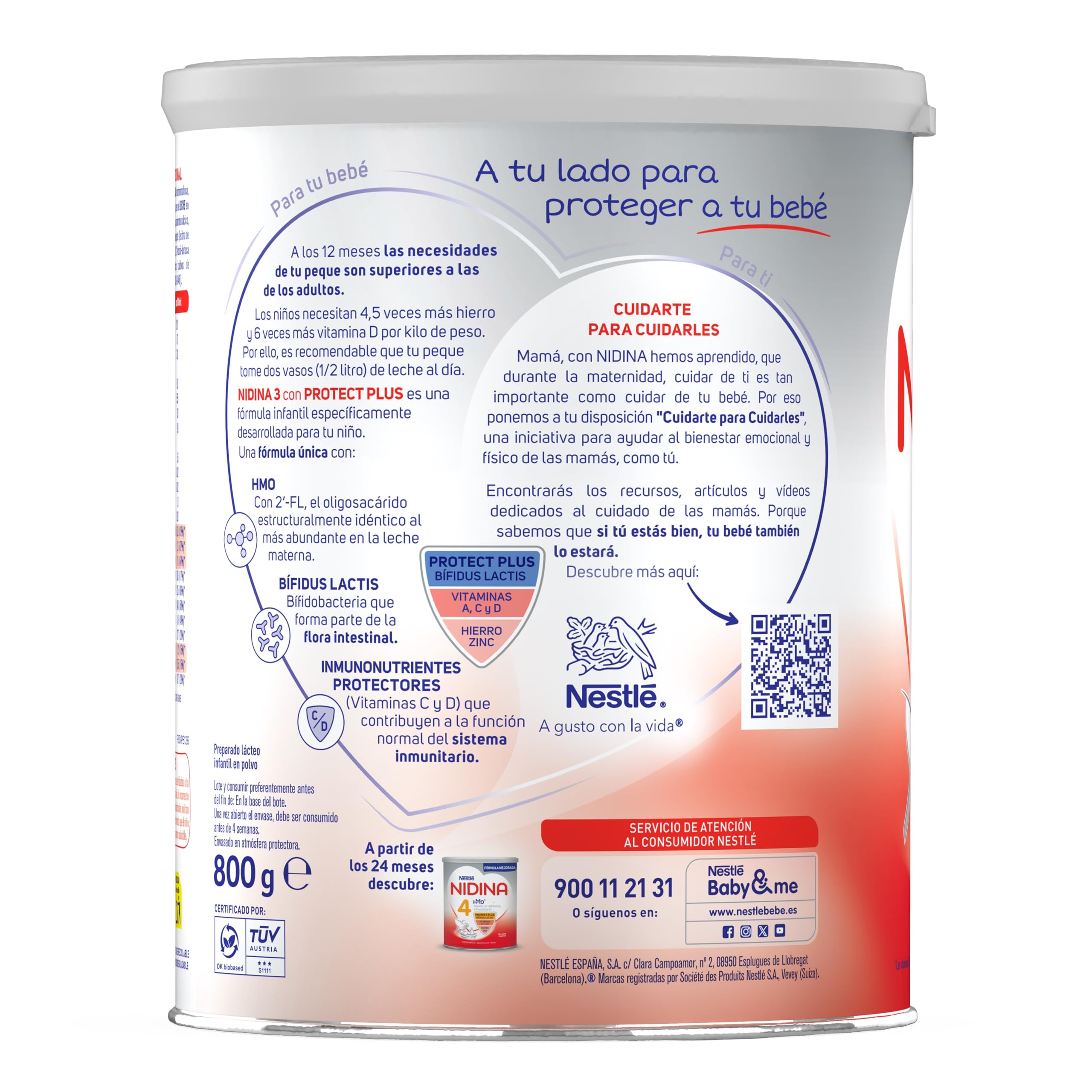 Nestlé NIDINA 3 Leche de crecimiento en polvo para bebés a partir de 12 meses, 3 x 800g