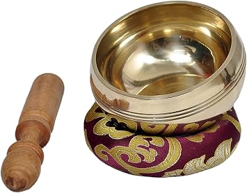Tibetan Meditation Singing Bowl - With Mallet & Silk Cushion