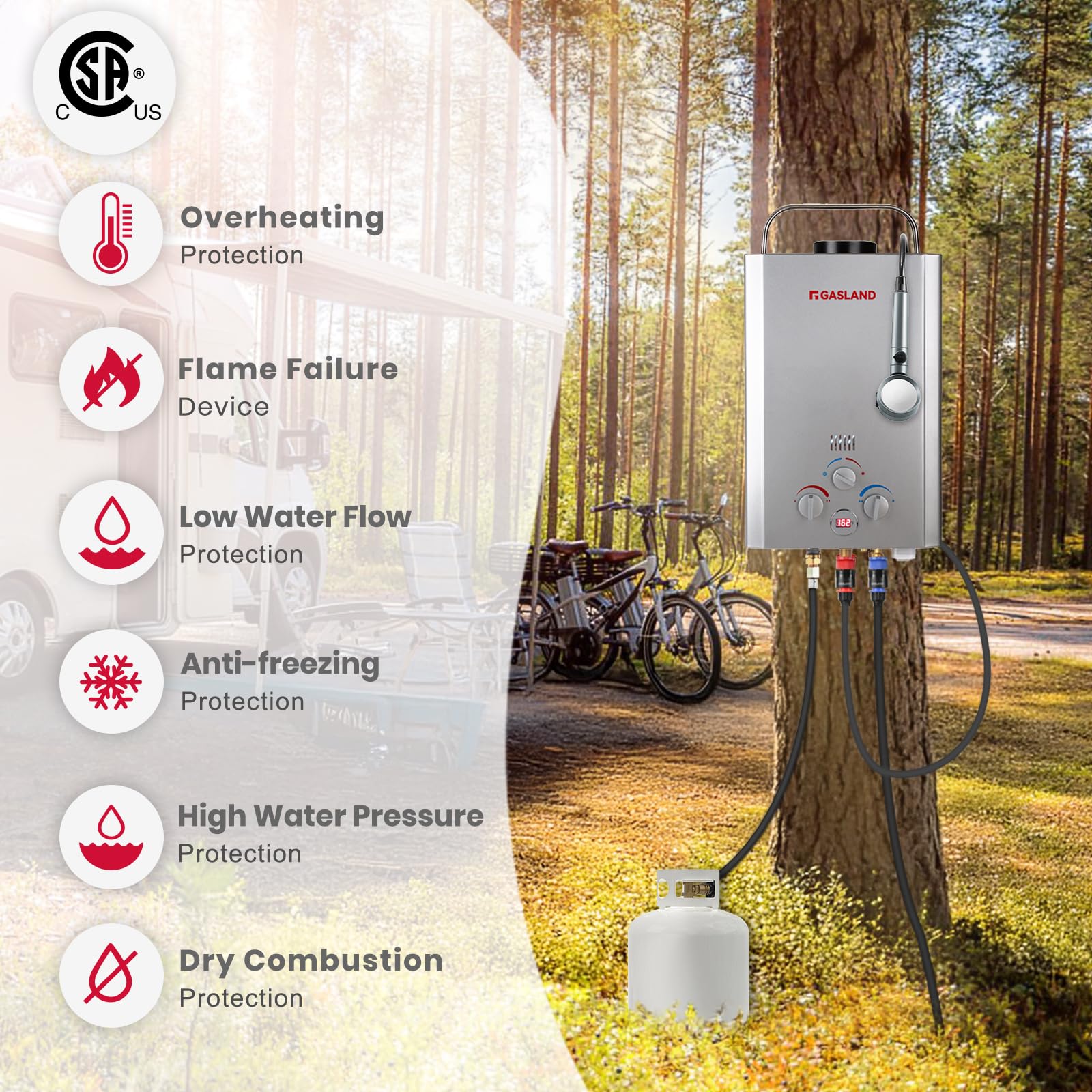 CAMPLUX 5.28 GPM Natural Gas Tankless Water Heater - Outdoor, On-Demand, Endless Hot Water, UEF >81%, Gray