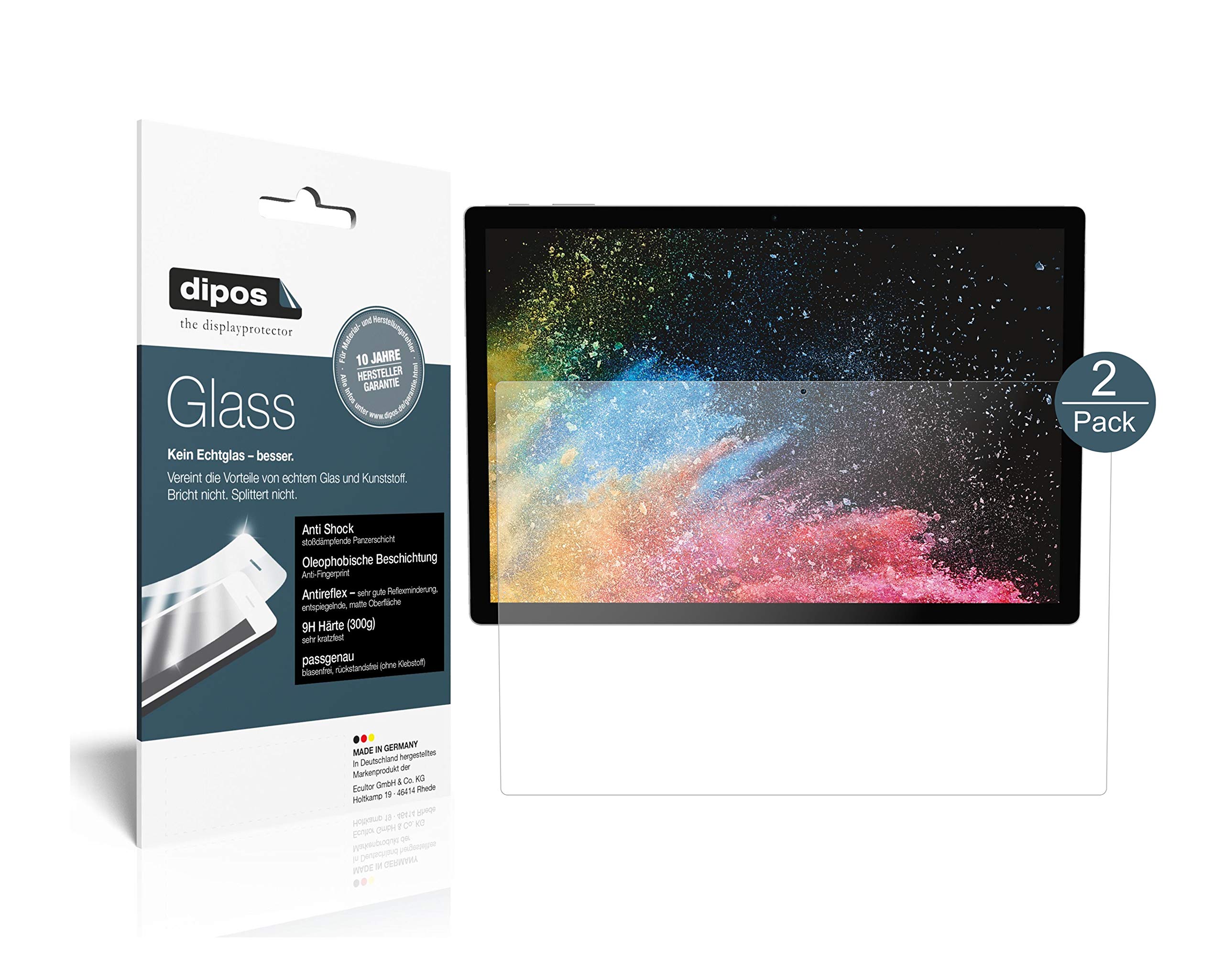 dipos 2x Pellicola Protettiva 9H opaca per Microsoft Surface Book 3 15 Zoll | Antiriflesso, non si rompe e non si scheggia, non è vero vetro, Anti-Shock, antigraffio, senza bolle, autoadesiva