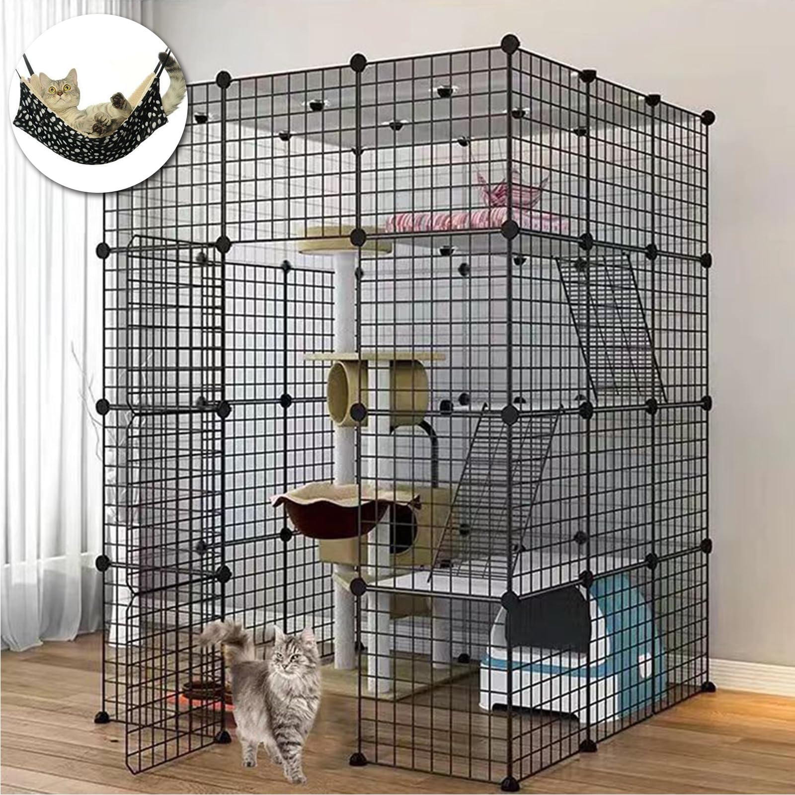 BotaBay Upgraded DIY Cat Cage, Detachable Metal Wire Large Kitten