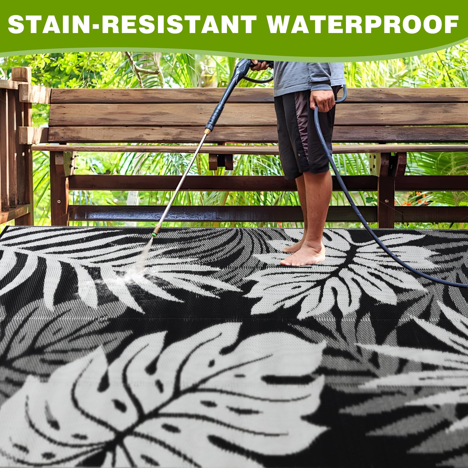 YONILE Waterproof Outdoor Rug 120x180cm, Reversible Plastic Straw Camping Carpet, Area Rugs Mats for RV, Picnic, Backyard, Deck, Balcony, Porch, Beach
