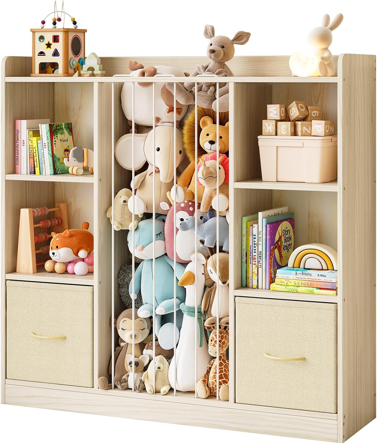 Kids Organization Wooden Toy Organizer with Stuffed Animal Storage  Shelf for Kids Room