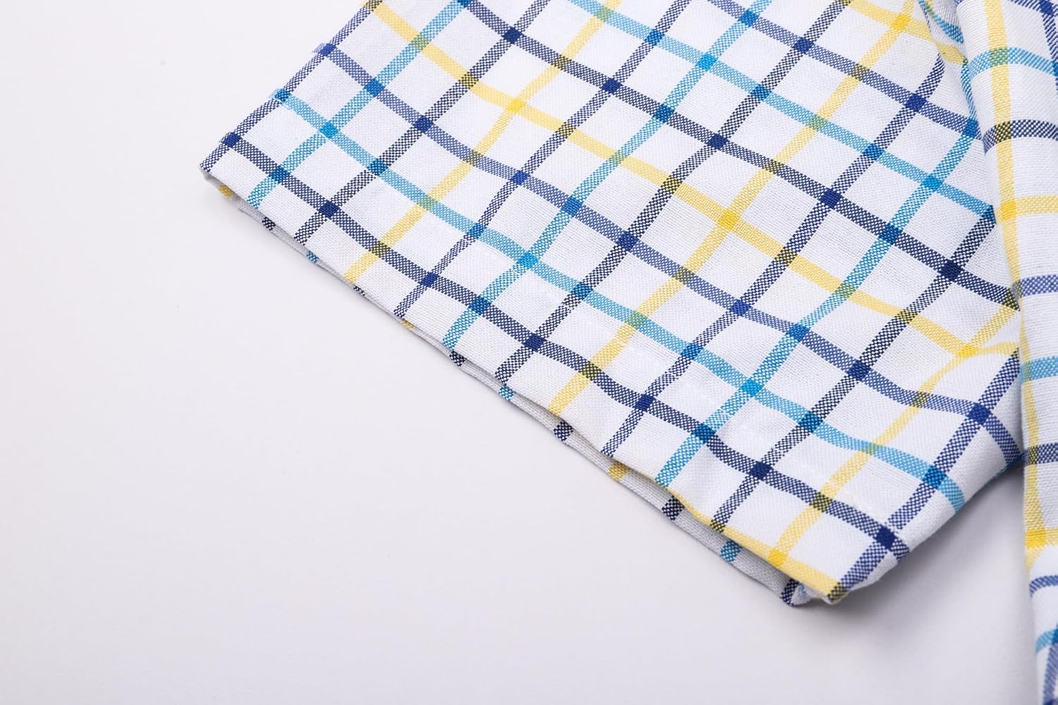 Cromoncent Men's Short Sleeve Oxford Shirt-100% Cotton Plaid Button Down Casual Summer Shirt