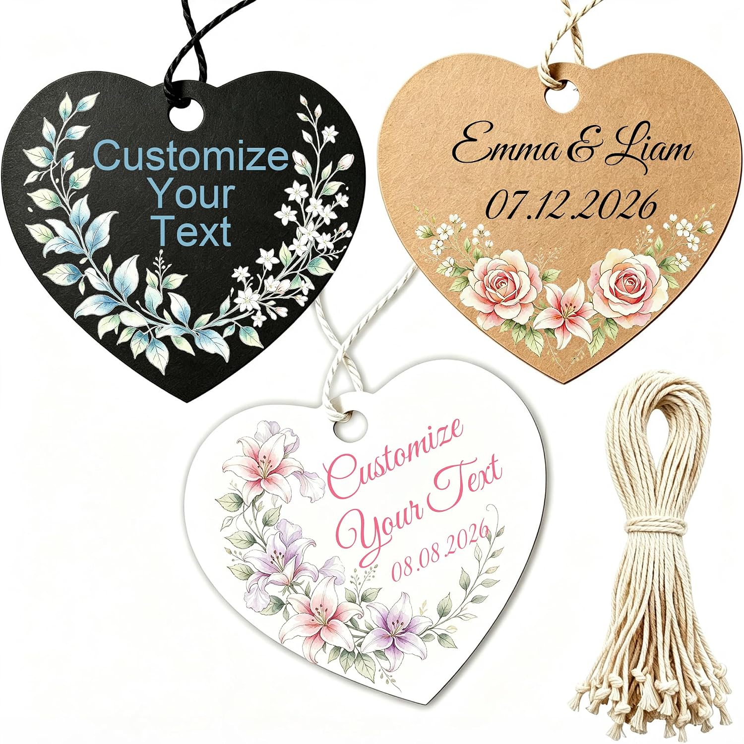 Custom Hang Tags with Logo, Paper Labels for Wedding Birthday Party Favors