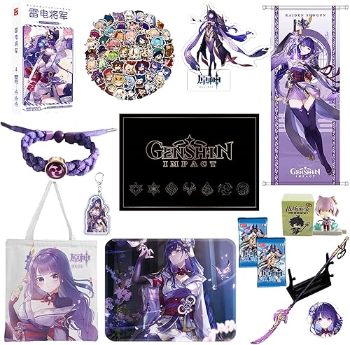 LimuToy Genshin Impact Box - Incluye caja ciega de figura de impacto Genshin, bolsa de lona, bandera, figura de soporte, alfombrilla de mouse,
