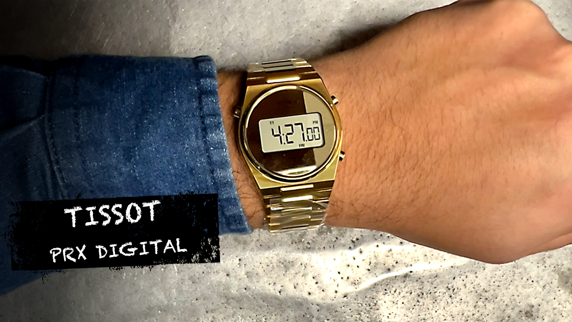 Watch Review on the wrist Tissot PRX digital 35mm in gold tone on