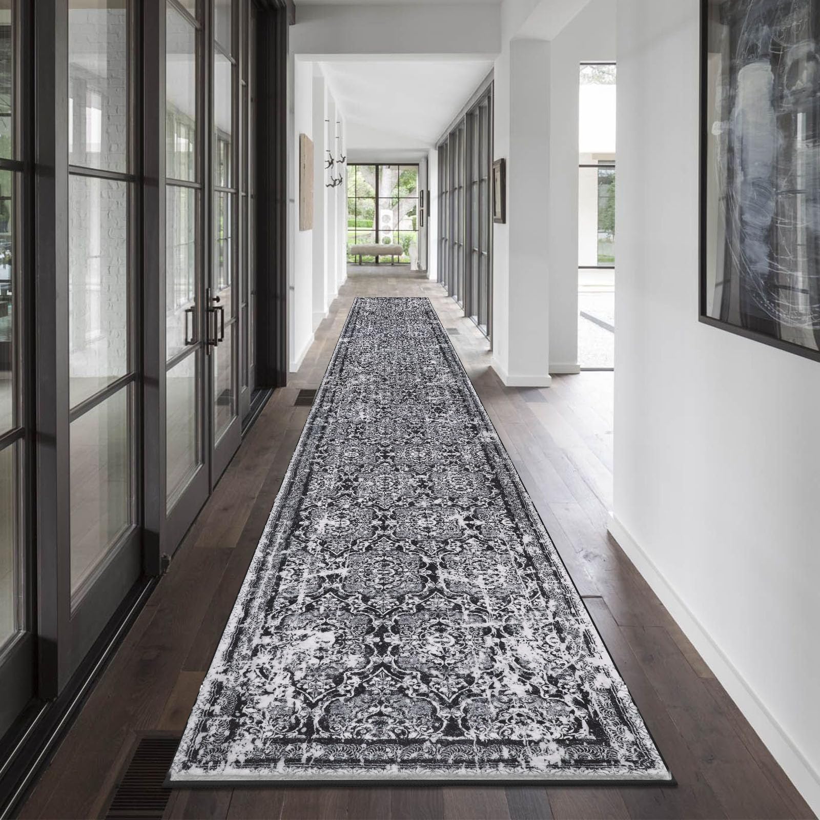 Vaukki Hallway Runner Rug, Vintage Shaggy Soft Laundry Rug Runner, Non Slip Entryway Runner Mat, Washable Farmhouse Kitchen Area Carpet for Bathroom,