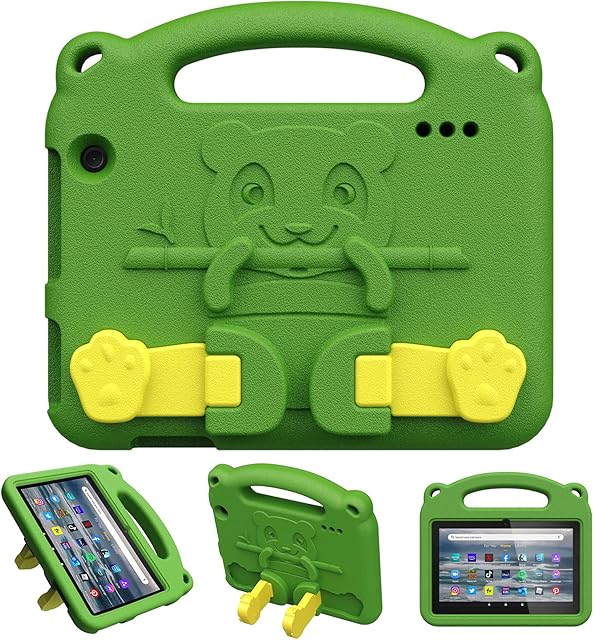 TiMOVO Fire 7 Tablet Case for Kids, Only Compatible with All-New Kindle Fire 7 Tablet (7", 12th Generation, 2022 Release), Full Protective Cover with Handgrip & Stand, Shockproof EVA Foam, Green