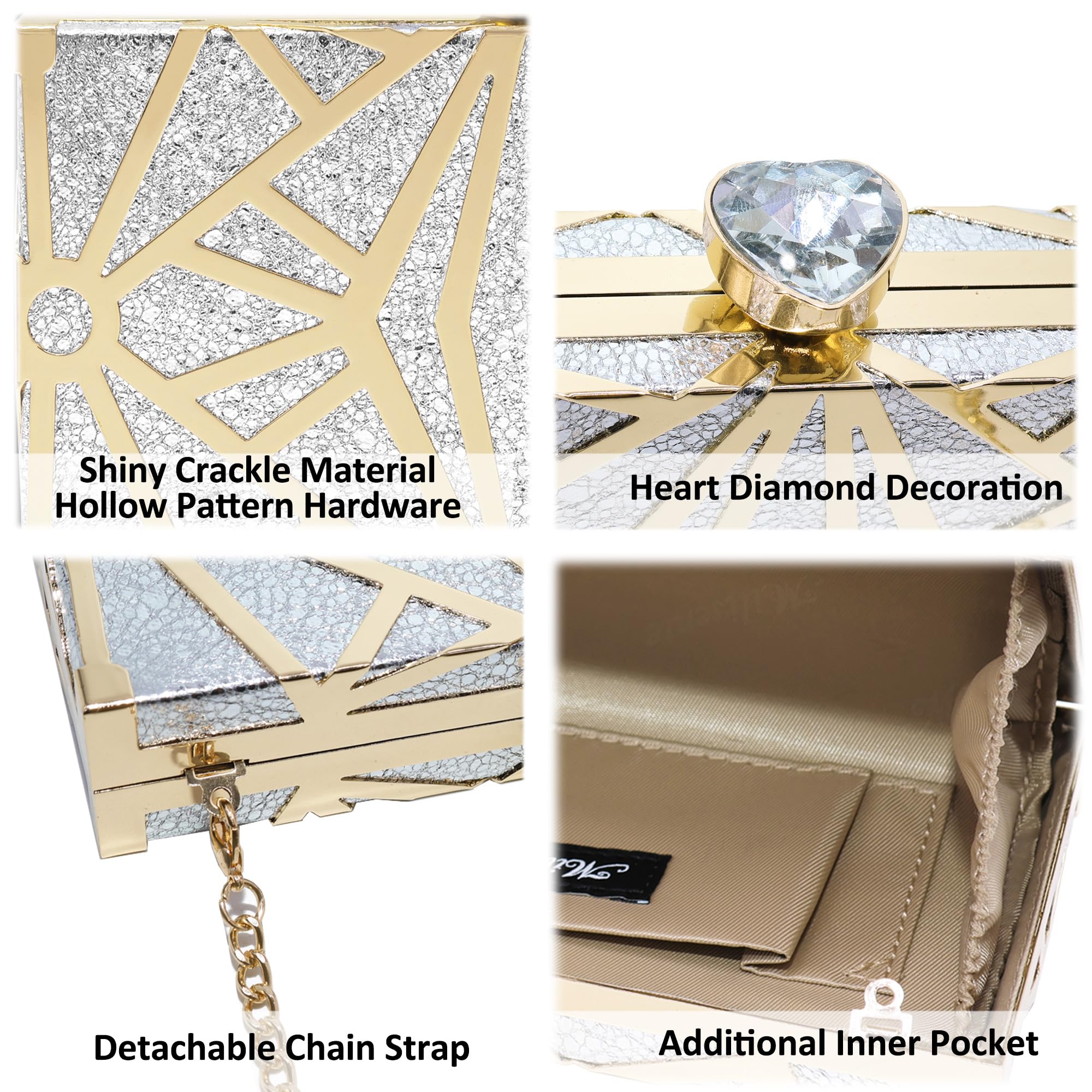 Milisente Gold Clutch Purses For Women Metallic Bridal Evening Clutch Bags Evening Formal Handbags