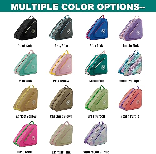 Miniatura 9 de HEXIFUL Bolsa de patinaje para llevar patines de hielo, patines en línea, patines y patines cuádruples tanto para niños como para adultos