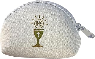 First Communion Zippered Pouch Rosary Case, 3 Inch (White)