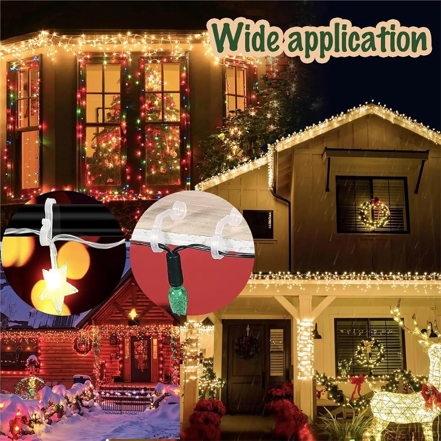 Gutter Light Hooks 200pcs Gutter Light Hooks Christmas Light Clip Outdoor Plastic Black Gutter Hook Weather Resistant Holiday Clip Christmas Decoration Mini Light Hook(Black)