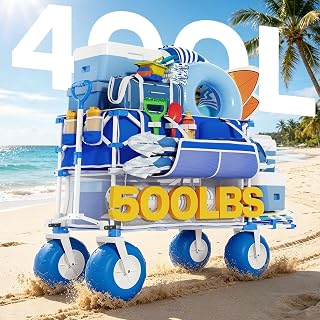 400L Double Decker Beach Wagon with Big Balloon Wheels for Sand