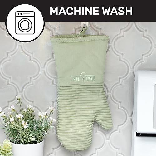 Miniatura 6 de Manoplas de horno de silicona totalmente revestidas resistentes al calor hasta 500 grados, 100% algodón y silicona, guante de horno de 14 x 7