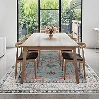 Covor vintage boho CHOSHOME cu model oriental, portocaliu și verde, 80 x 150 cm, lavabil, cu fir scurt, pentru living, sufragerie și bucătărie 9