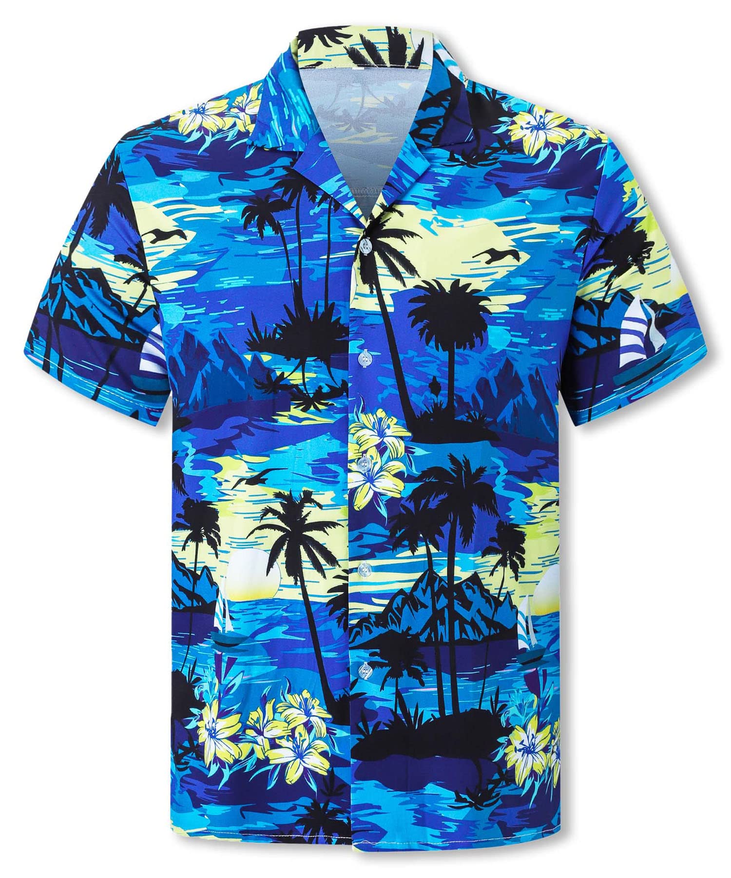 Cromoncent Hawaiian Shirt for Boy&amp;Men Short Sleeve Cuban Collar Tropical Holiday Summer Beach Shirts
