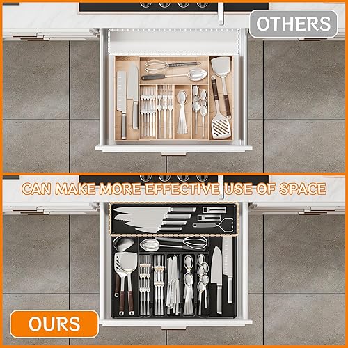 Miniatura 2 de Organizadores de cubiertos expandibles para cajones de cocina, organizador grande de cubiertos sin BPA en cajón, organizador de cajones de