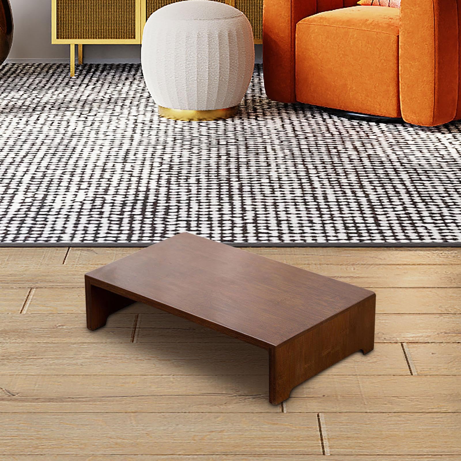 Panchetto Basso in Legno Poggiapiedi Comodo Multifunzionale Design Minimalista Adatto a Soggiorno, Marrone Scuro
