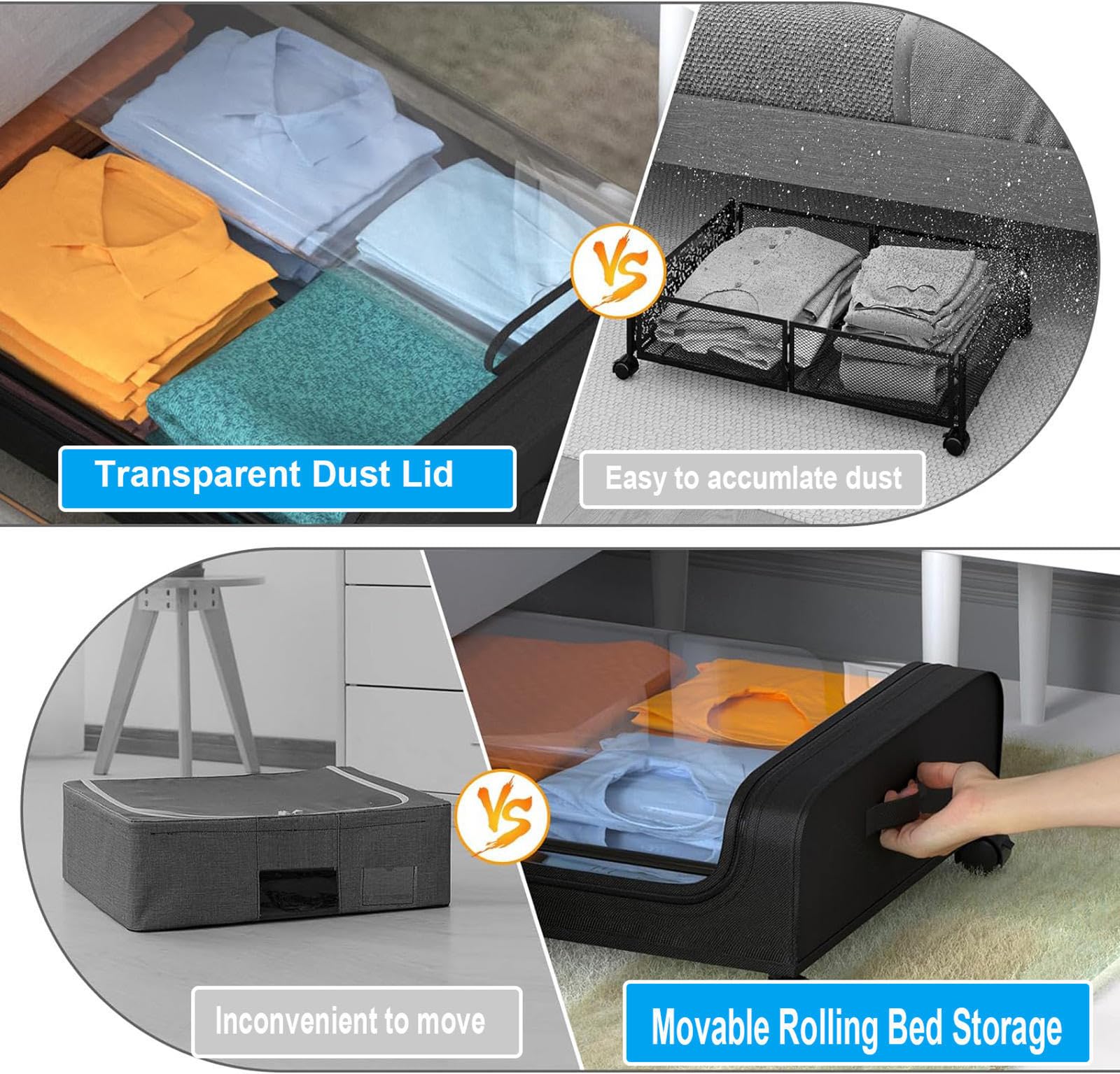 ベッド収納ボックス2個セット 山善（YAMAZEN） ベッド下 収納ボックス 2個組 高さ18.5 キャスター