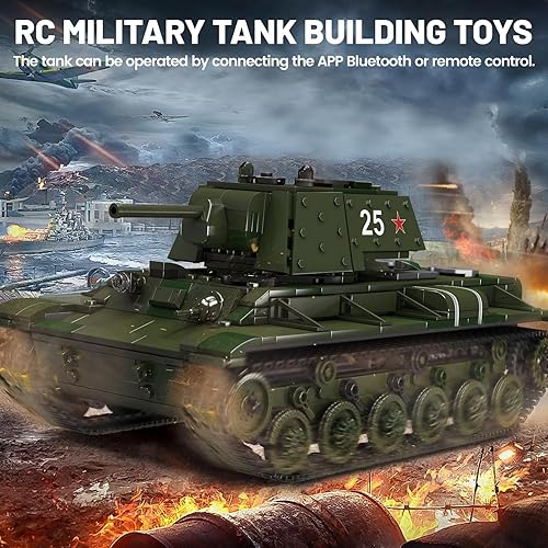Miniatura 2 de JMBricklayer KV-1 - Juego de construcción de tanques, WW2 RC Tank Model Kit Vehículos Militares Tanque del Ejército Juguetes para Niños, Decoración