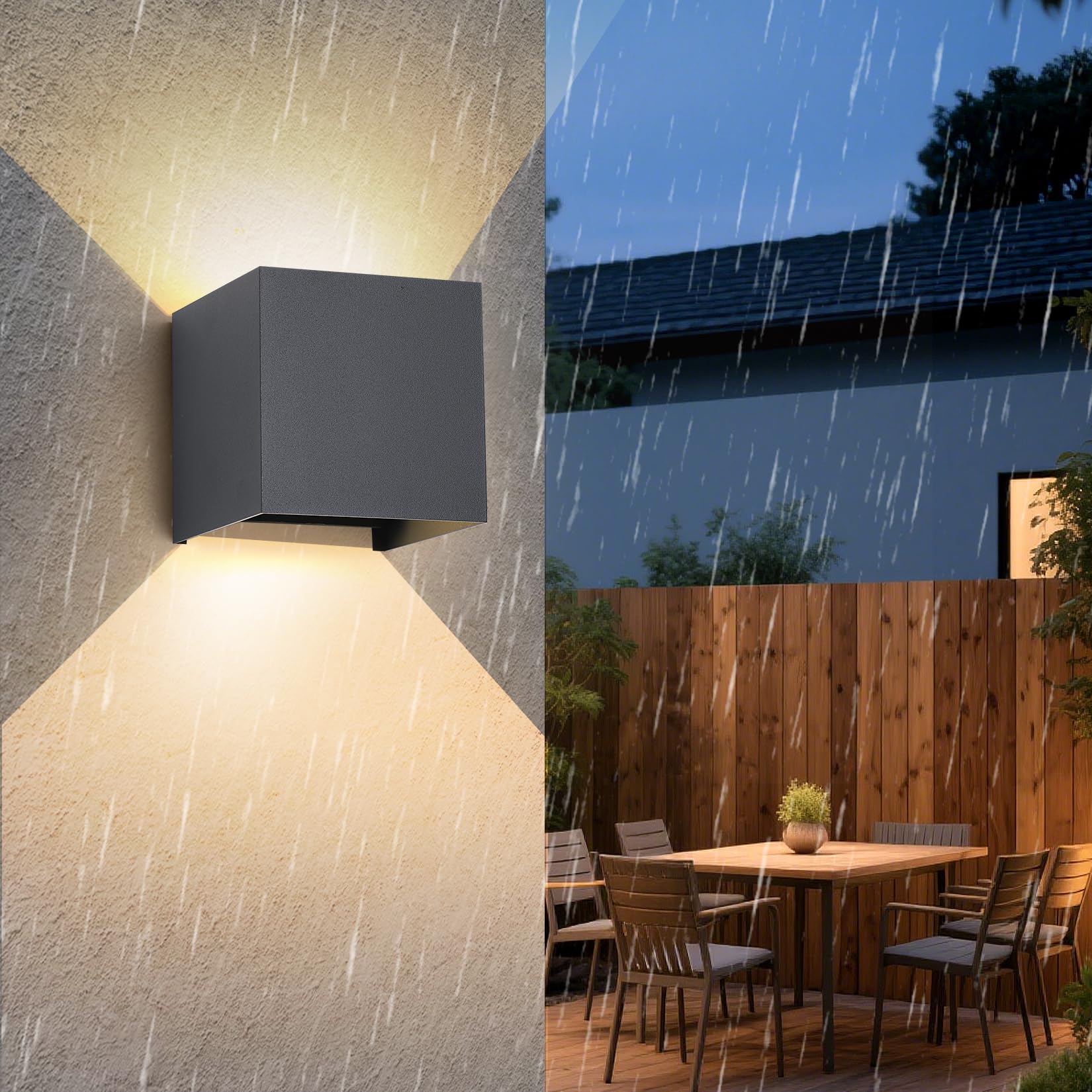 LED Wandleuchte Aussen/Innen, 4 Stücke Wandlampe Aussen mit Austauschbarer G9 Wasserdicht IP65 Außenleuchte,3000K Aluminium Außenlampe Einstellbar Abstrahlwinkel,Up Down Wandbeleuchtung Anthrazit