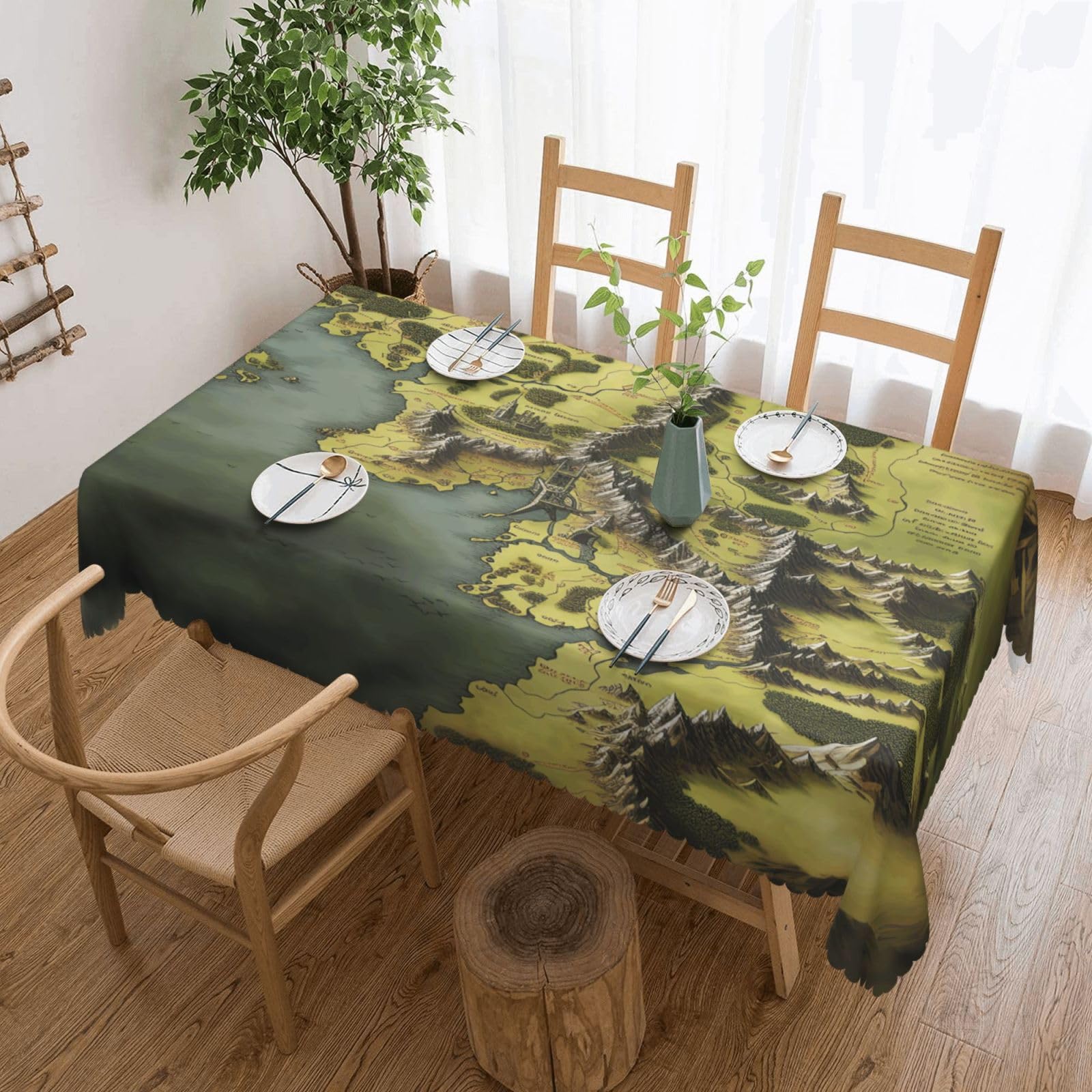 FodPand Middle Earth Map Tablecloths for Rectangle Tables 54 x 72 Inch - Reusable Washable Dining Table Clothes - Stain and Wrinkle Resistant Decorative Fabric Table Cover for Wedding Party