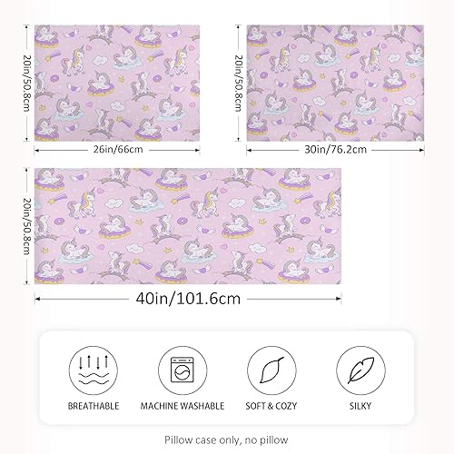 Miniatura 7 de xigua Bonita funda de almohada de satén sedoso de unicornio, funda de almohada suave de lujo para cabello y piel, tamaño estándar con cierre de