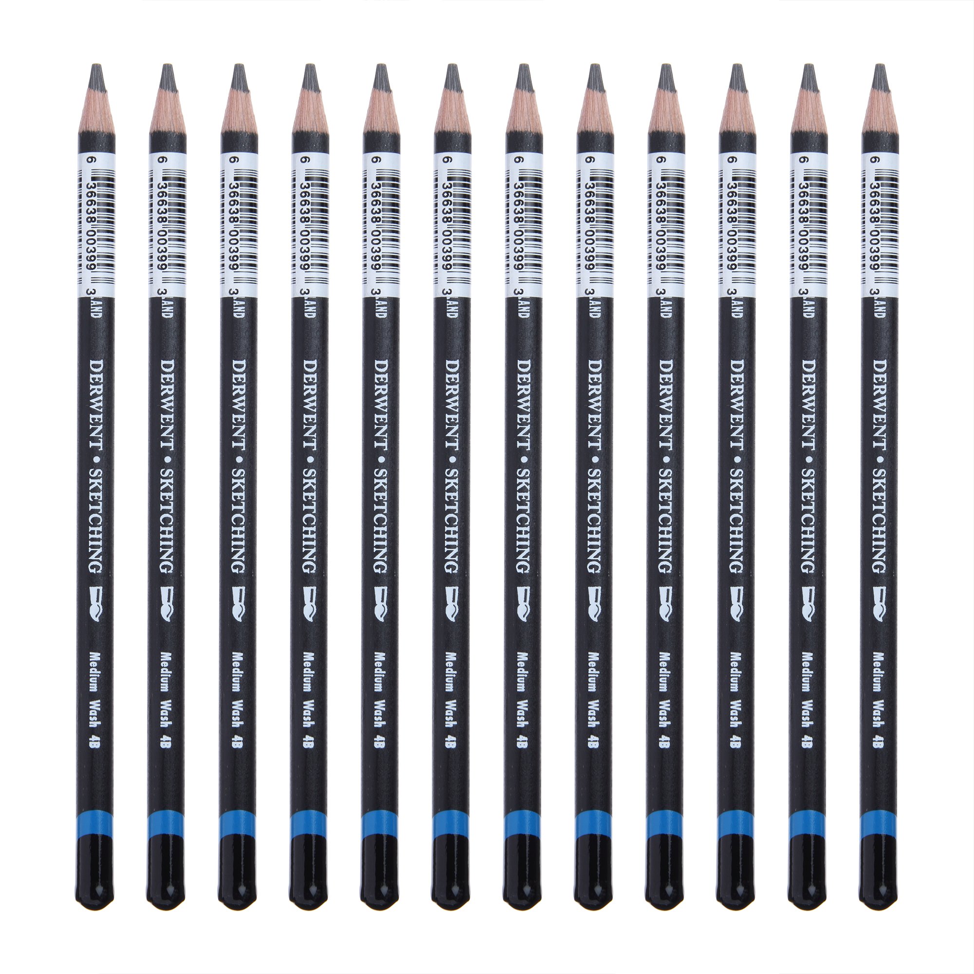 Derwent Water-soluble Fine Art Graphite Sketching Pencils (Pack of 12) (4B)