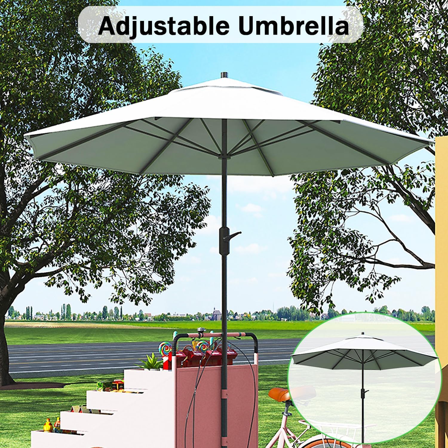 Mobilny wózek do sprzedaży żywności z dużym wyświetlaczem, design trójkołowy i parasol na imprezy plenerowe, festiwale, targi – przyczepa komercyjna o dużej pojemności