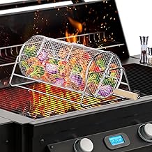 Rotatable Rolling Grill Baskets, 304 Stainless Steel, Even Cooking Nesti...