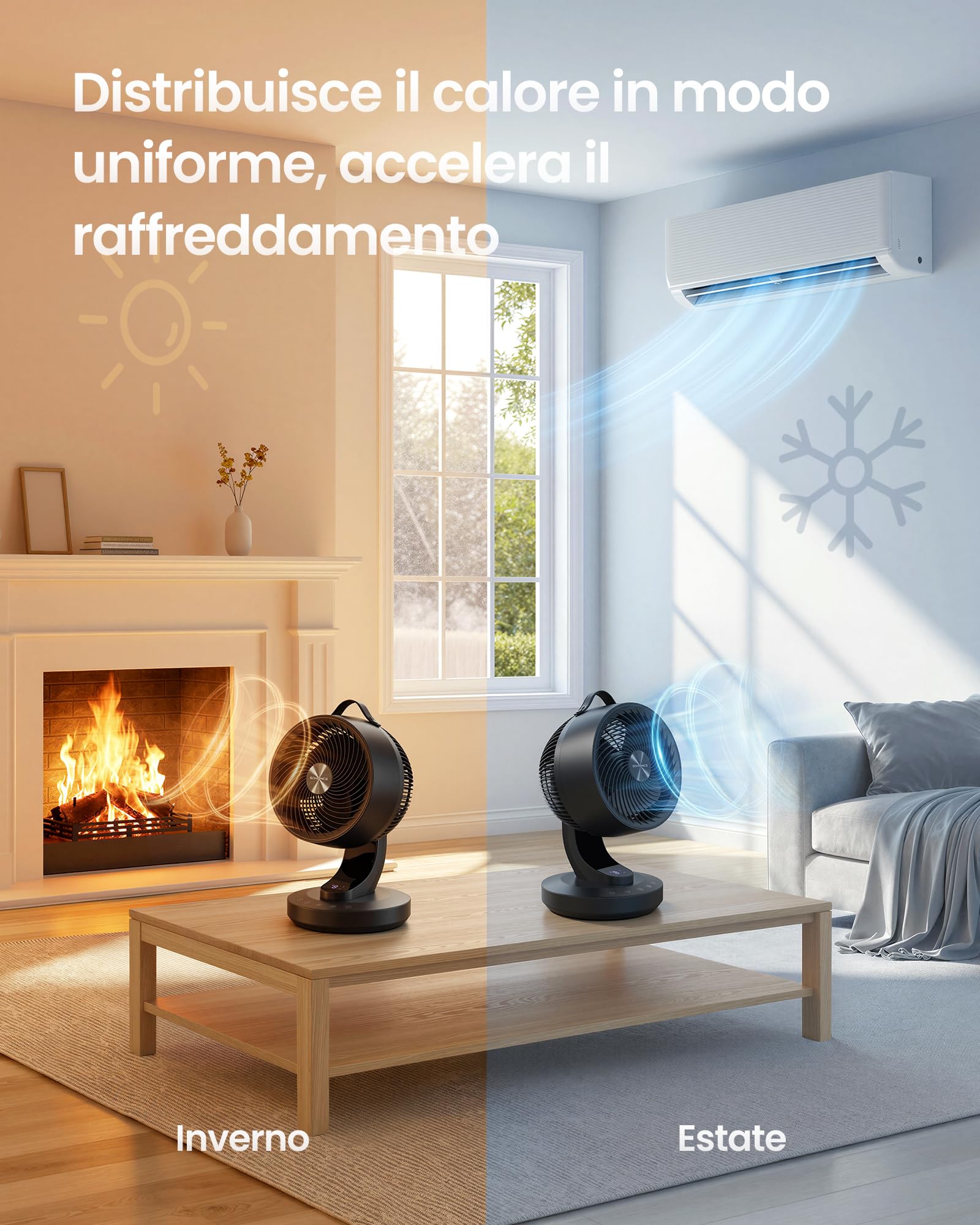 SONGMICS Ventilatore da Tavolo, Ventilatore Silenzioso 20 dB per Camera da Letto, Display LED e Telecomando, Oscillante 70°, 8 Velocità, Timer 12 Ore, Circolazione d’Aria, Nero Inchiostro XFC001B1EU