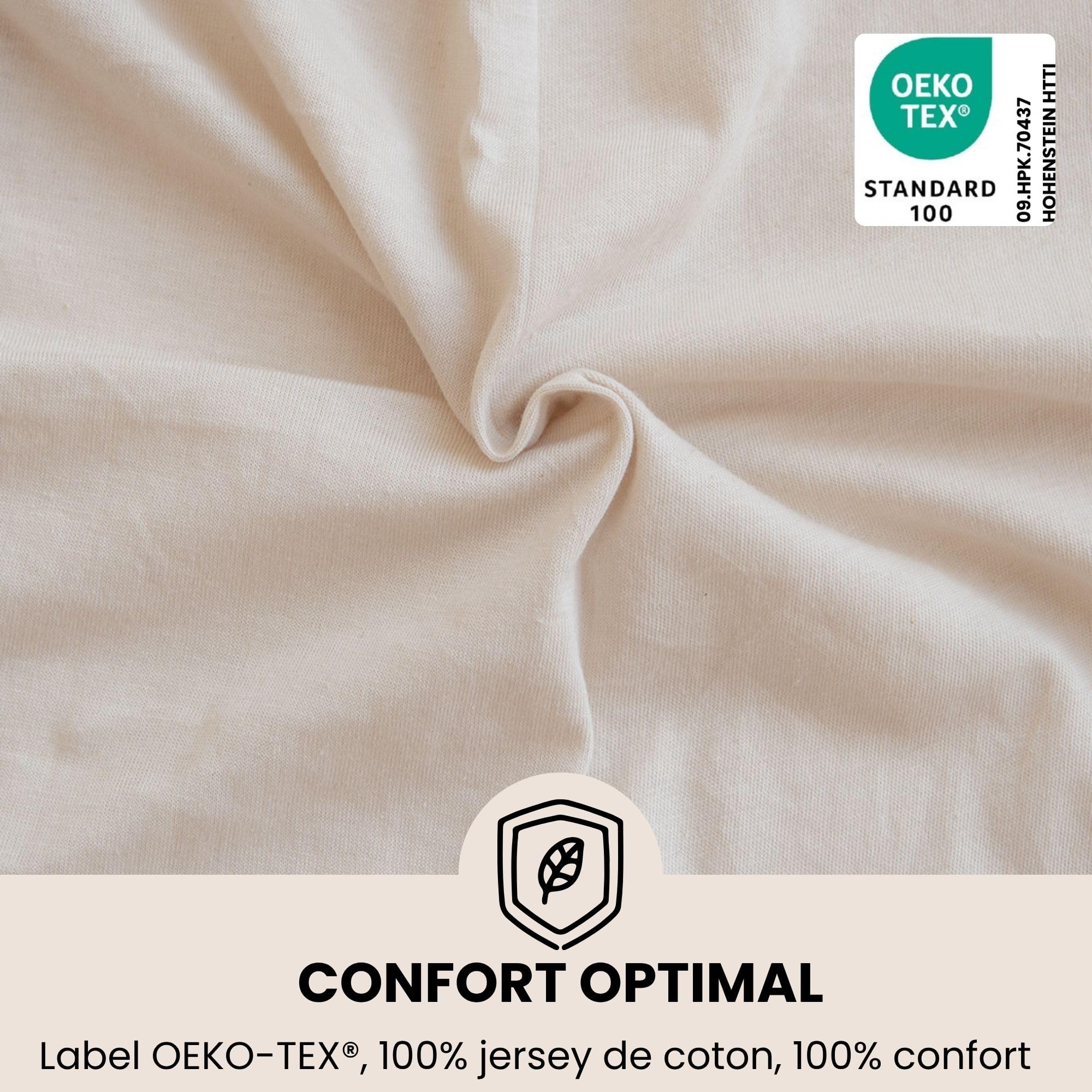 Trois Kilos Sept - Drap Housse Bébé - 100% Coton Jersey Extensible - Doux & Confortable - Bords Elastiqués - Label Oeko-TEX® Standard 100 - Beige Sable & Terracotta - 60x120 cm- Lot de 2