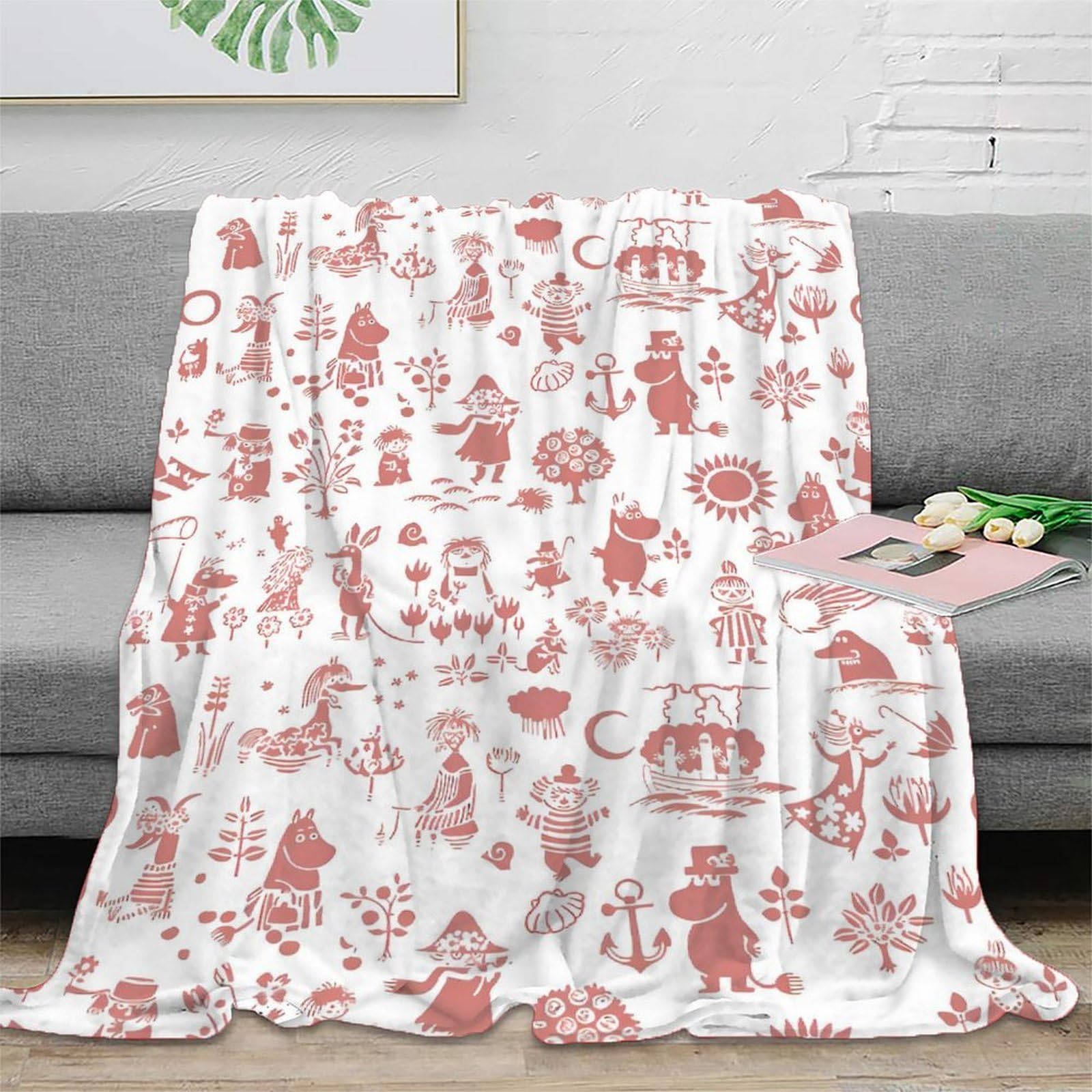 Flkzrndp Xu5spyc8xpkx 3D Printed Moomin Characters Cosy Throw Microfiber Warm Thermal Bedding Soft Scandinavian Cartoon Couch Blanket Machine Washable No Shedding For Adults Couples Households 50X60inch(127X152cm)