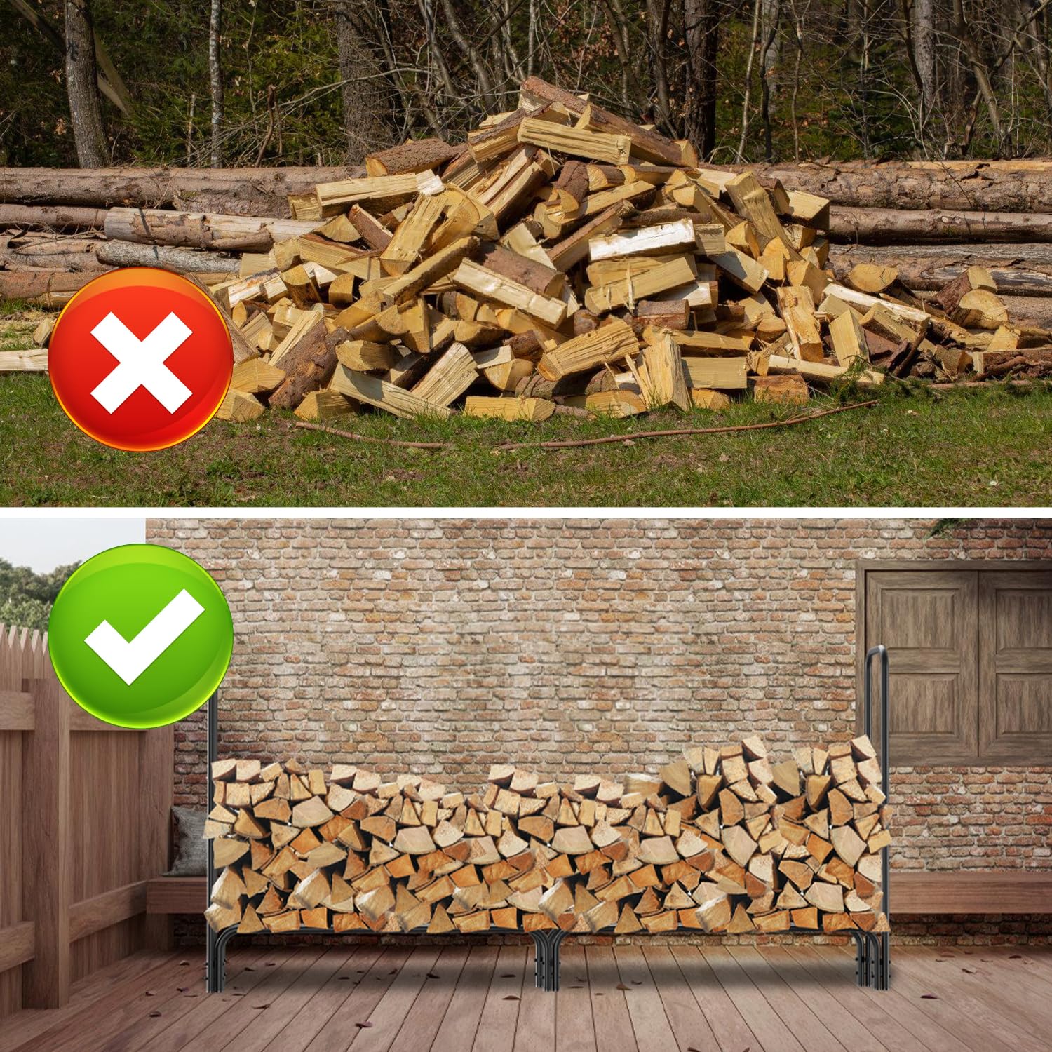 Daromigo Kaminholzregal Metall 244x34.5x124cm Brennholzregal mit Schutzhülle Stahlrahmen Pulverbeschichtet Kaminholzunterstand 300kg Wasserdicht Holzlager für Terrasse Garten