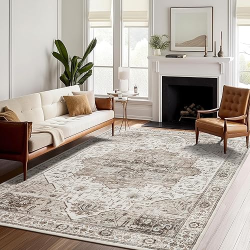 xilixili Alfombras de área de 5 x 7, ultrafina, lavable, resistente a las manchas, antideslizantes, para sala de estar, dormitorio, alfombra vintage
