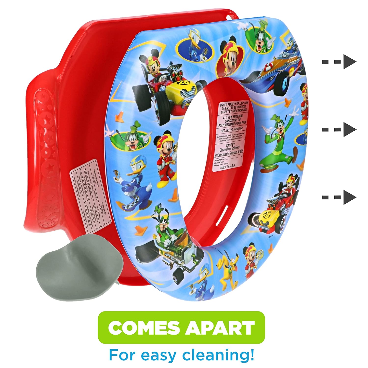 Disney Mickey Mouse "Roadster Racers" Soft Potty Seat and Potty Training Seat - Soft Cushion, Baby Potty Training, Safe, Easy to Clean : Baby
